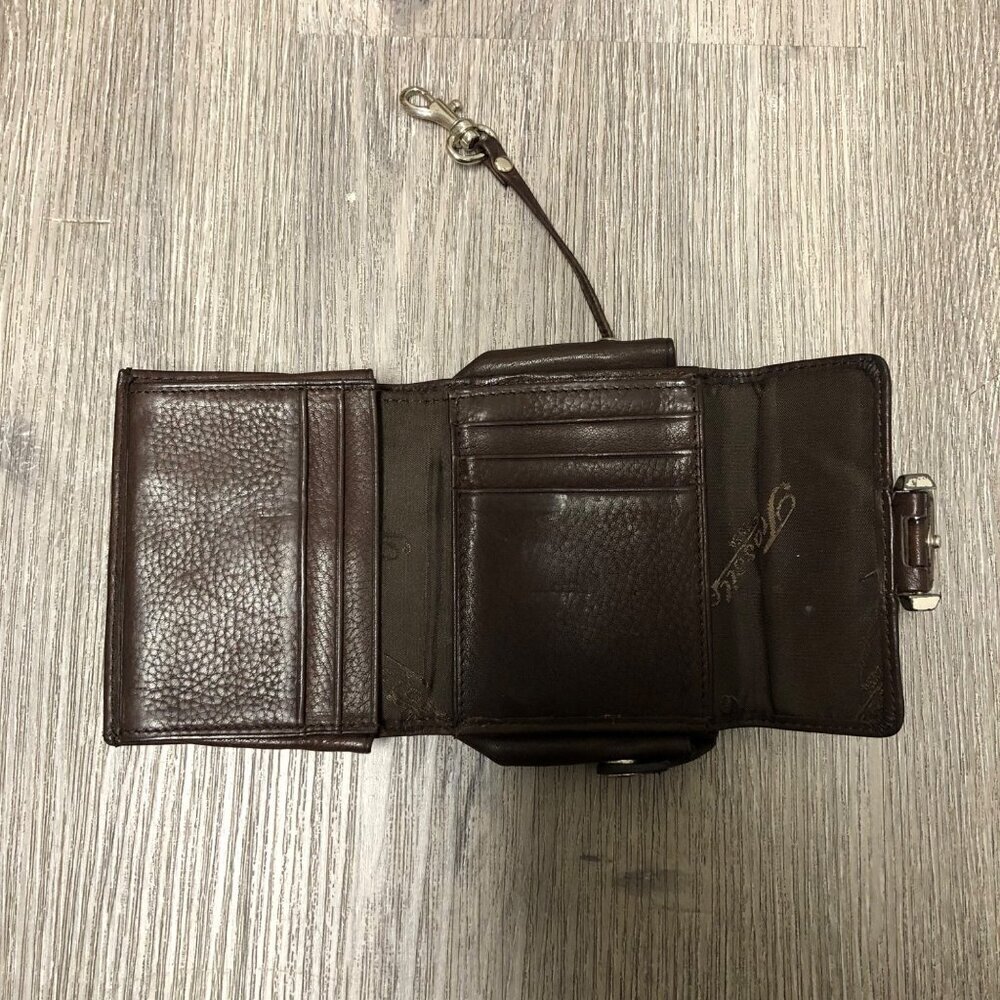 Fossil Genuine Leather Wallet Chocolate Brown Wristlet Keyring Keychain ID - Picture 3 of 9